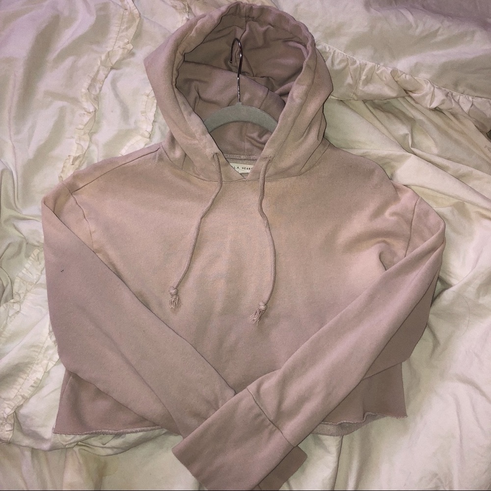 pink/ tan cropped hoodie ๐ธ๐ - Picture 2 of 2